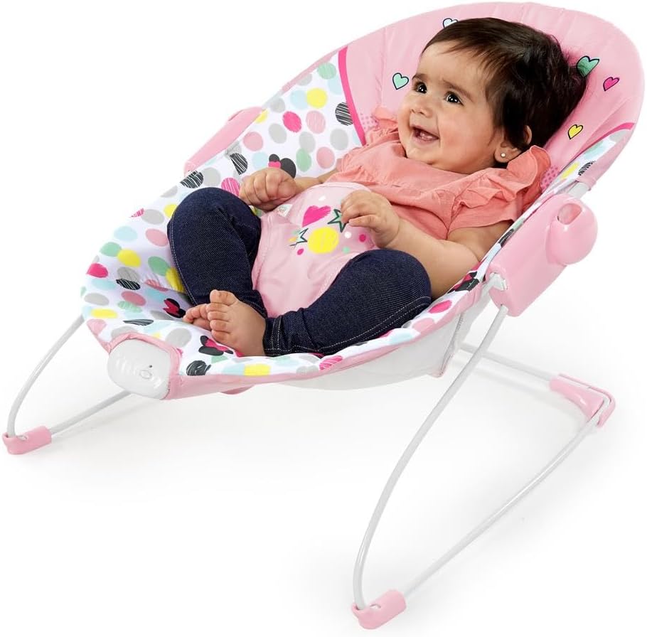Bright Starts, Disney Baby, Hamaca mecedora Minnie Mouse Spotty Dotty carrusel niña sillamecedorabebe.com