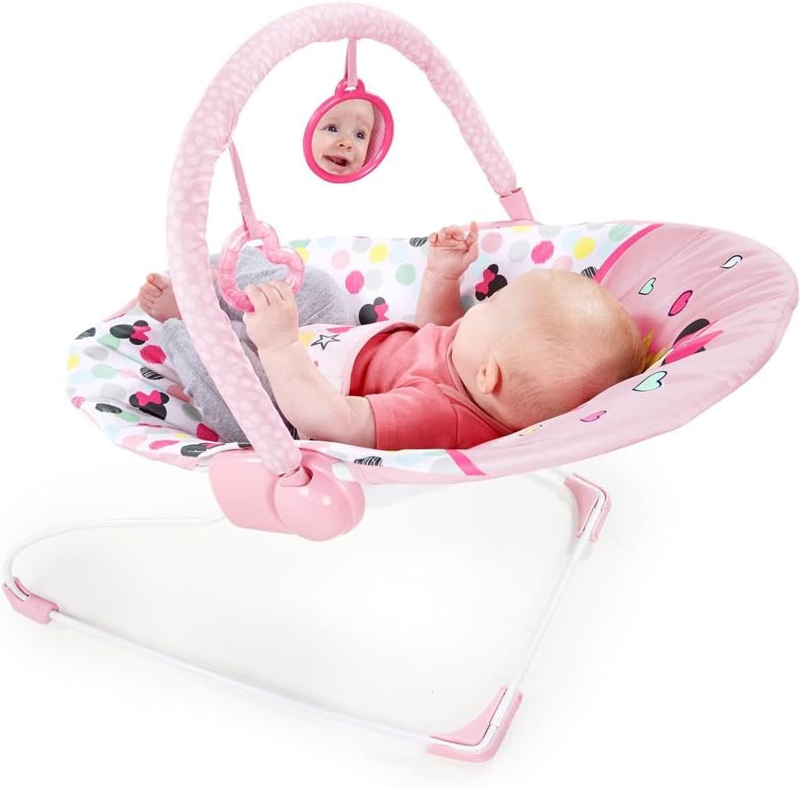 Bright Starts, Disney Baby, Hamaca mecedora Minnie Mouse Spotty Dotty foto destacada sillamecedorabebe.com