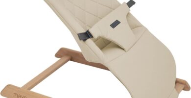Olmitos – Hamaquita de bebé Maya - Madera de Haya Natural – Mecedora con arnés Acolchado sillamecedorabebe.com